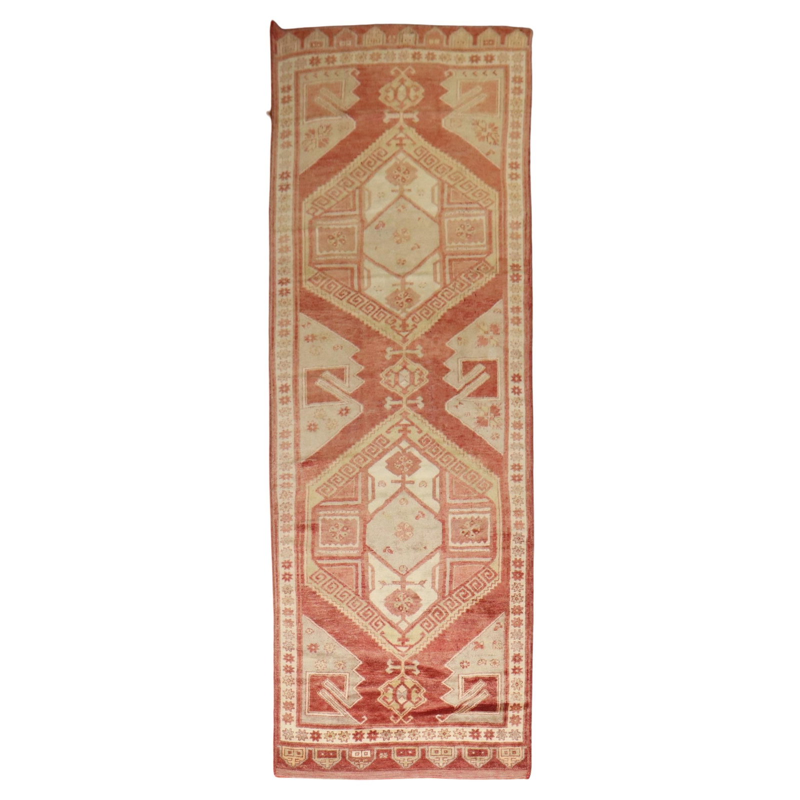 Unique Vintage Turkish Konya Runner Hand-Woven Wool Prairie School 3'11'' x 11'4'': Unique Vintage Turkish Konya Runner Hand-Woven Wool Prairie School 3'11'' x 11'4'' Enhance your living space with this exquisite vintage Turkish Konya runner from the Zabihi Collection. This one-of-a-