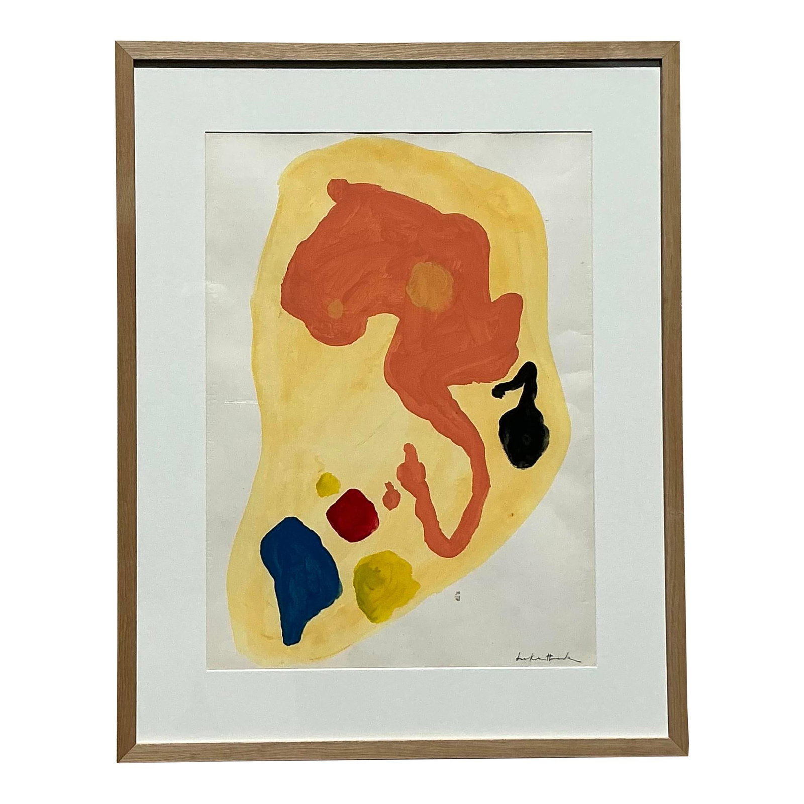 Vintage Boho Abstract Oil Painting on Paper 30.5 x 38.5 in: Vintage Boho Abstract Oil Painting on Paper 30.5 x 38.5 in This stunning vintage boho abstract oil painting on paper features a captivating blend of bold colors and organic shapes. Its rich hues and d