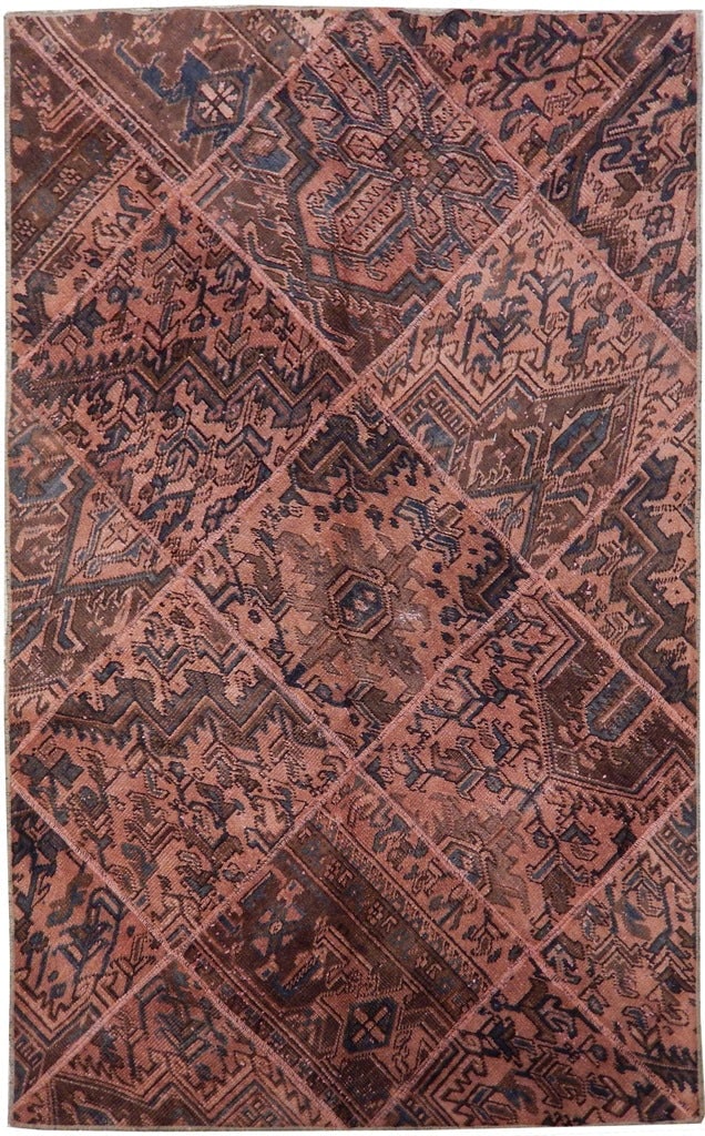 4' x 6.4' Persian Antique Patchwork Rug Multi-Color Handmade (1 of 6)