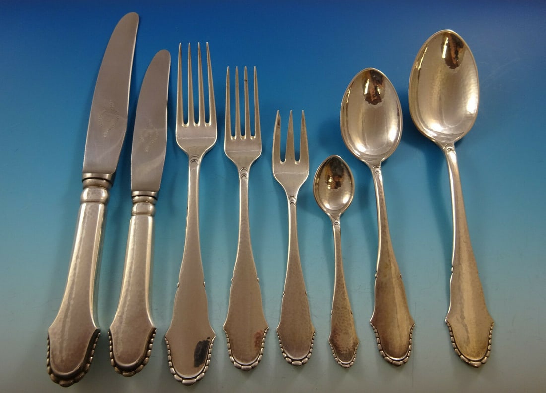 96 Piece Sterling Silver Christiansborg Flatware Set by Grann Laglye (1 of 7)