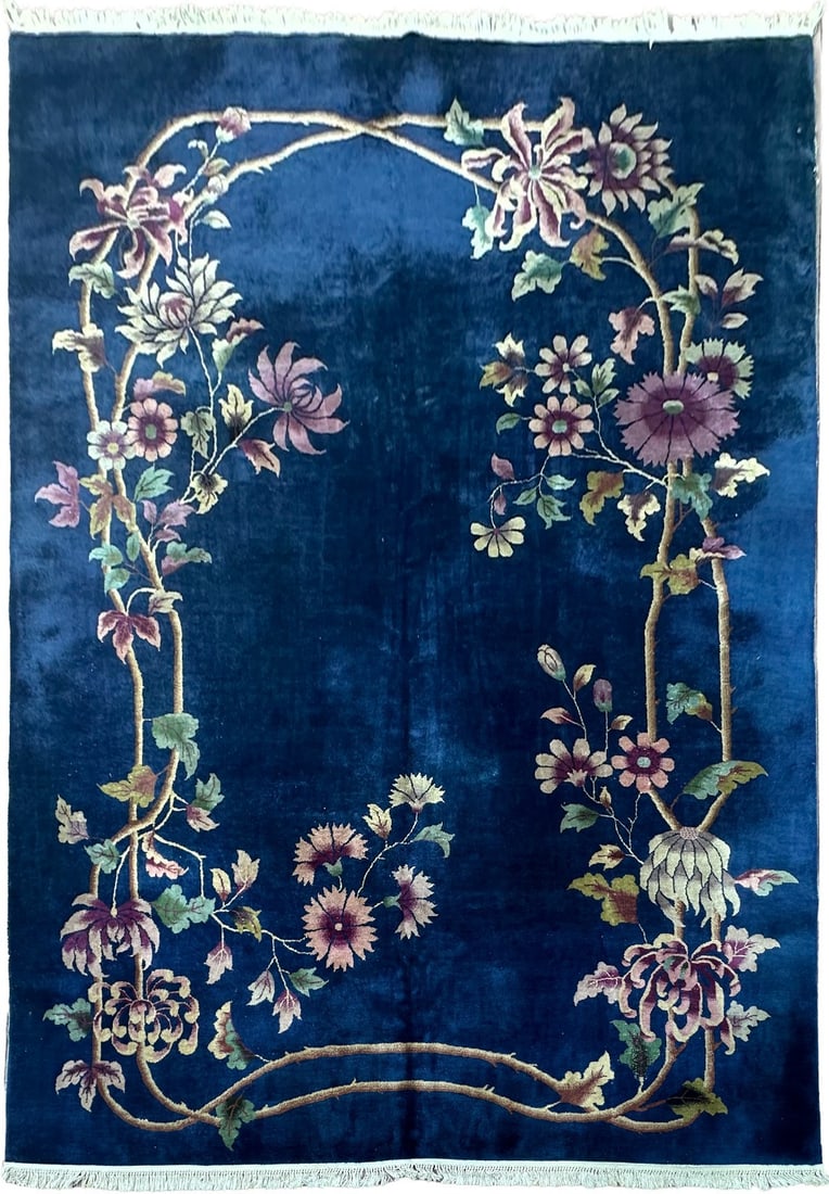 Walter Nichols Chinese Art Deco Wool Area Rug 9x12 Blue (1 of 17)