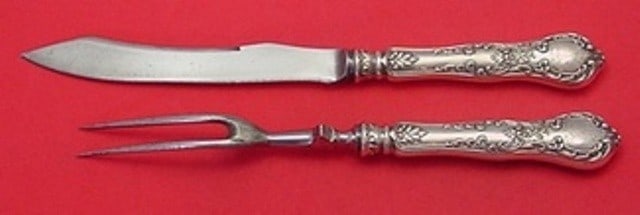Gorham H 140 Victorian Sterling Silver Carving Set 2pc Monogrammed: Gorham H 140 Victorian Sterling Silver Carving Set 2pc Monogrammed This exquisite 2-piece roast carving set features a beautiful Victorian style and is crafted by Gorham in the classic H 140 pattern. 