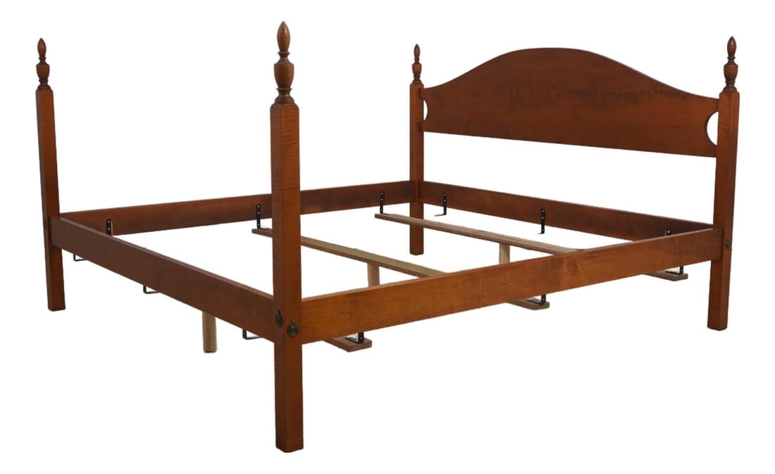 King Bed in Tiger Maple Wood with Bolted Rail Construction (1 of 10)