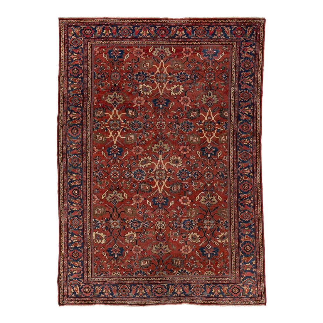 8'7" x 12' Persian Mahal Wool Carpet With Terracotta and Indigo Floral Design (1 of 10)
