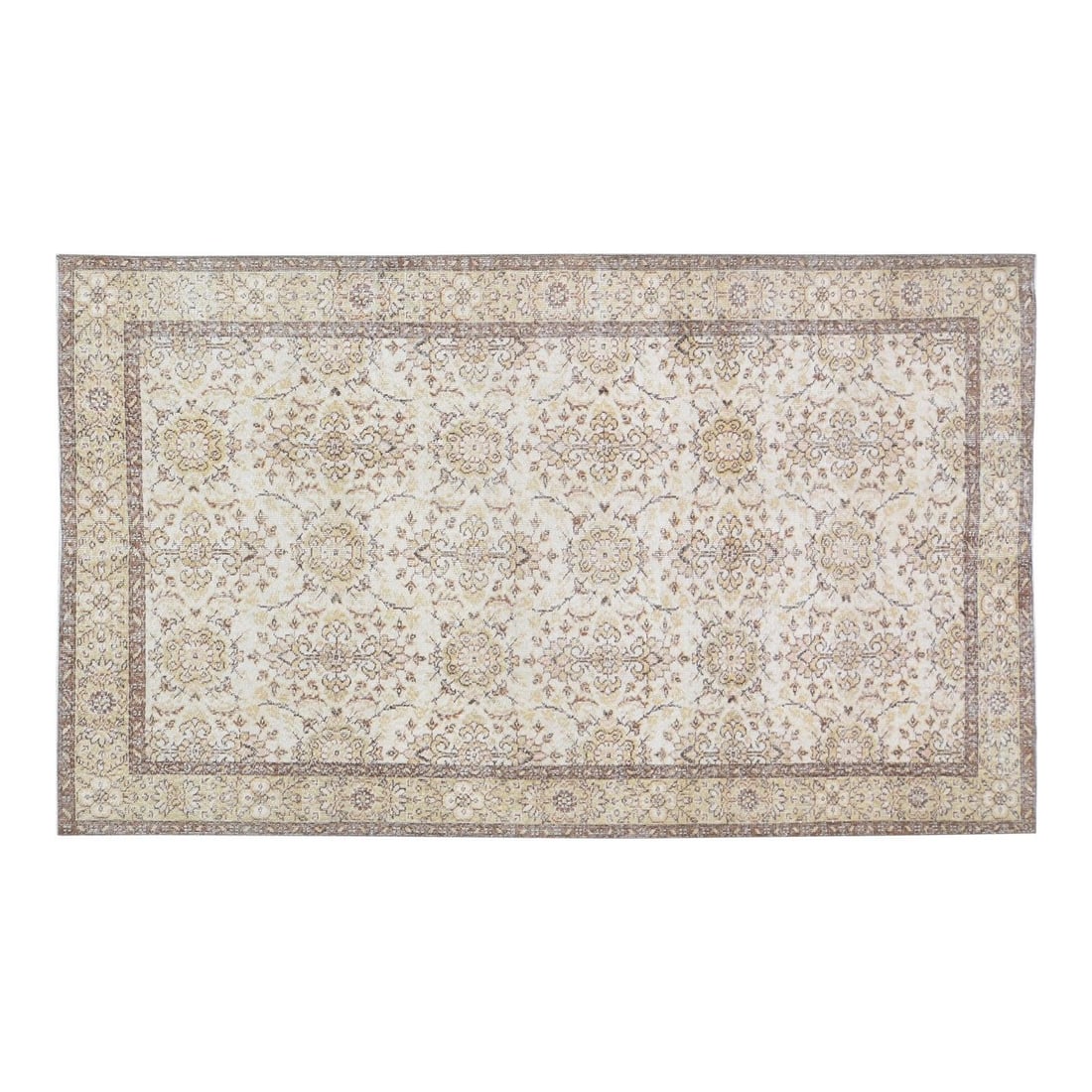5'2 x 8'10 Wool Rug Handcrafted Turkish Anatolian Vintage: 5'2 x 8'10 Wool Rug Handcrafted Turkish Anatolian Vintage This vintage Turkish Anatolian hand-knotted wool rug showcases traditional craftsmanship and timeless design. Skillfully crafted using classic