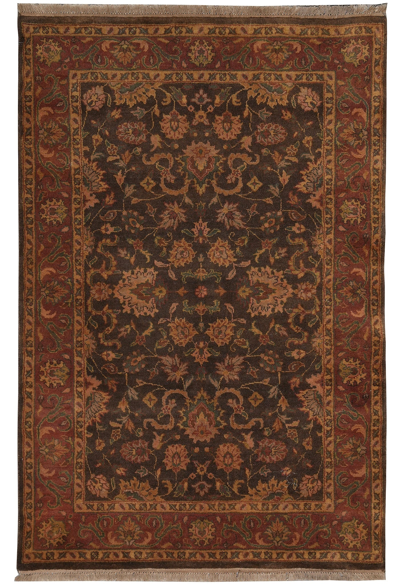 4 x 5.5 Handmade Wool Jaipur Rug Mahal Reproduction: 4 x 5.5 Handmade Wool Jaipur Rug Mahal Reproduction Free continental US Shipping This 4 x 5.5 handmade wool Jaipur rug is a reproduction of the classic Mahal design. It is hand-knotted using tradition