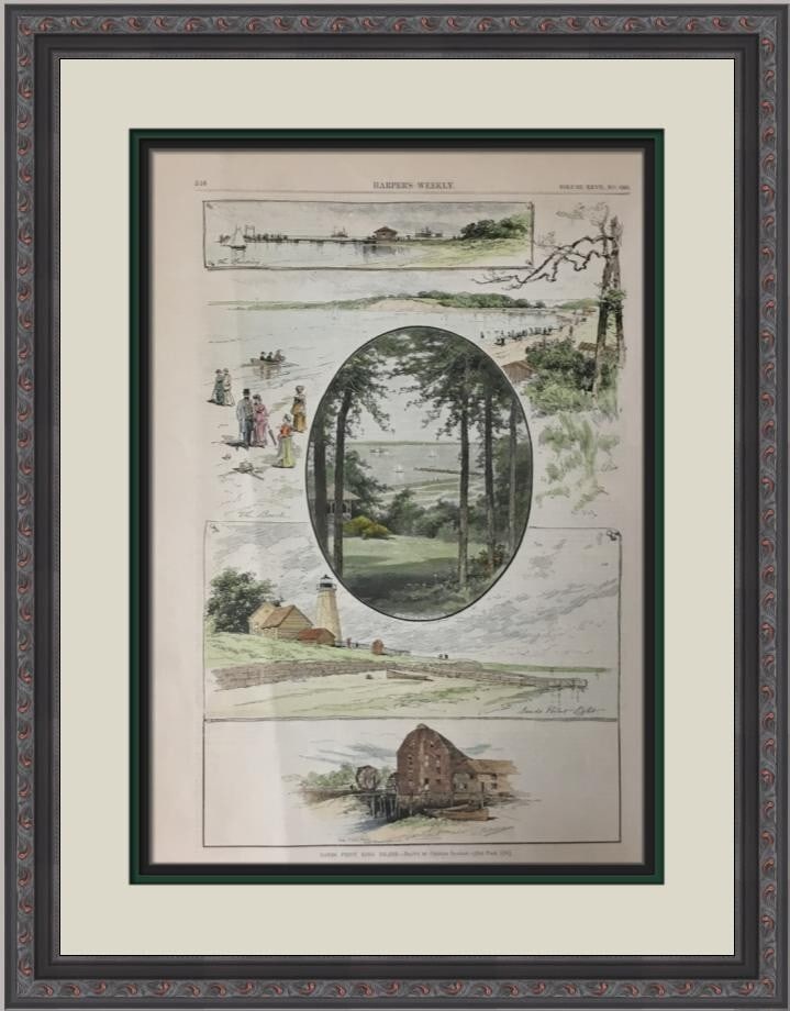 Original 1883 Harper's Weekly Newspaper Custom Framed Hand Colored Engraving (1 of 2)