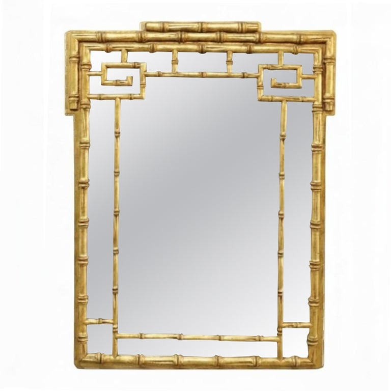 1930s Italian giltwood faux bamboo mirror with Greek key accents (1 of 8)