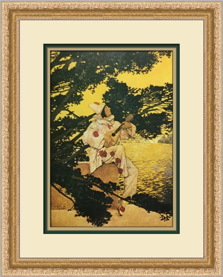 Maxfield Parrish Pierrot Custom Framed Impressionist Print 14 x 18 (1 of 2)