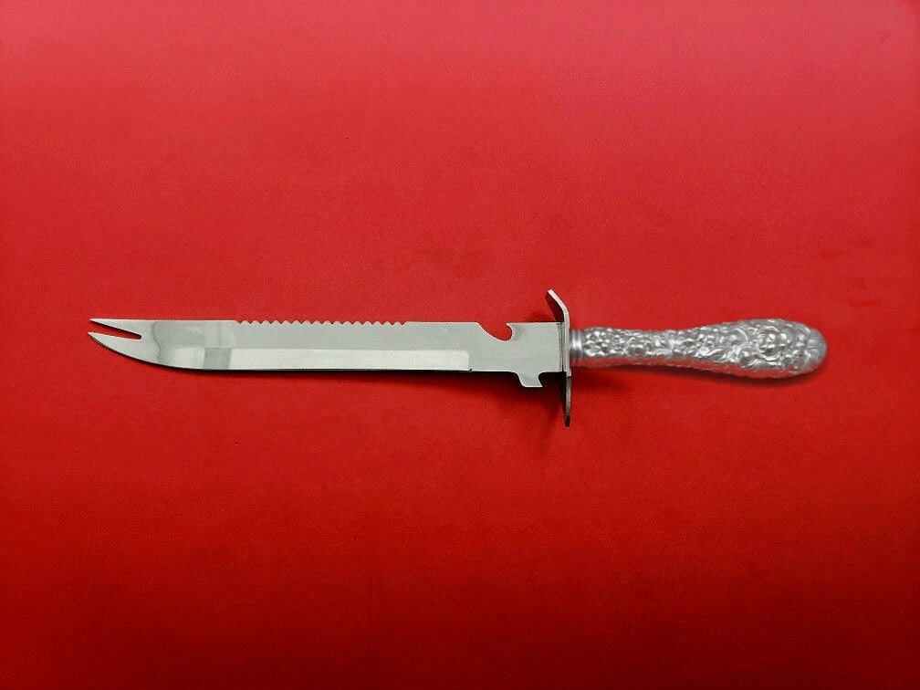 Stieff Rose Sterling Silver Ham Slice Knife 11.5" Custom Made: Stieff Rose Sterling Silver Ham Slice Knife 11.5" Custom Made This exquisite ham slice knife from Stieff features a sterling silver hollow handle beautifully designed in the Rose pattern. The knife me
