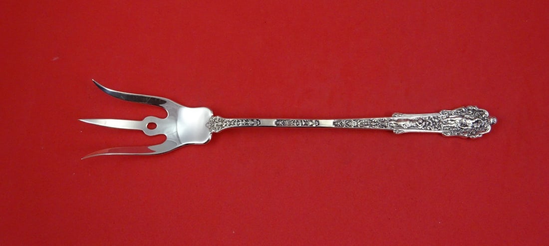 Sterling Silver Serving Fork Gorham Coligni Pattern 8.25 Inch: Sterling Silver Serving Fork Gorham Coligni Pattern 8.25 Inch This is a Gorham sterling silver lettuce fork in the Coligni multi-motif pattern. Measuring 8 1/4 inches in length, this serving fork was 