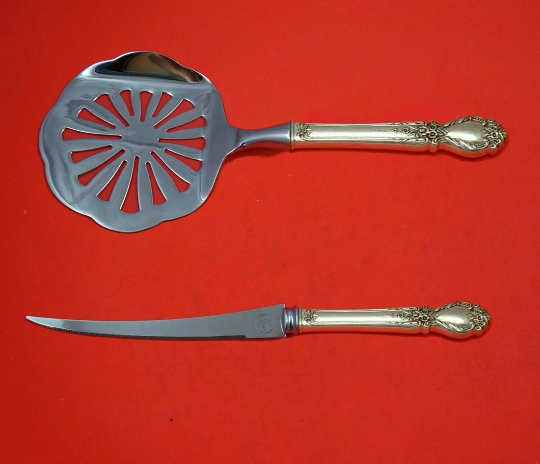 Brocade International Sterling Silver 2-Piece Tomato Serving Set: Brocade International Sterling Silver 2-Piece Tomato Serving Set Elevate your dining experience with this exquisite Brocade 2-Piece Tomato Serving Set, custom made by International Sterling. Crafted f