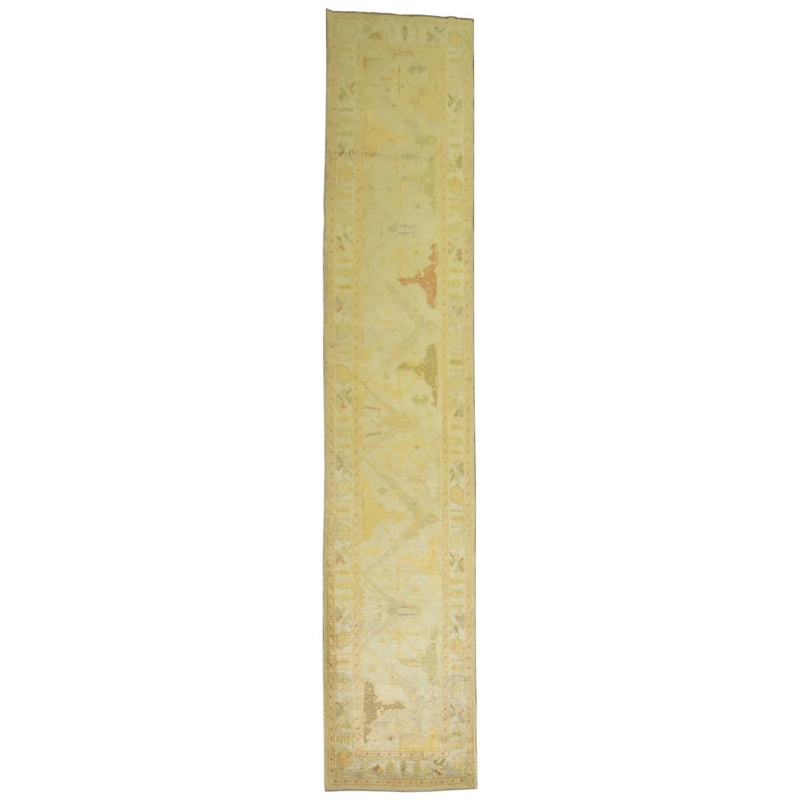 Hand Knotted Wool Turkish Runner 36 x 175 in British Colonial: Hand Knotted Wool Turkish Runner 36 x 175 in British Colonial This vintage-inspired Turkish runner features a warm gold and brown color palette with a geometric garrus design, drawing inspiration from