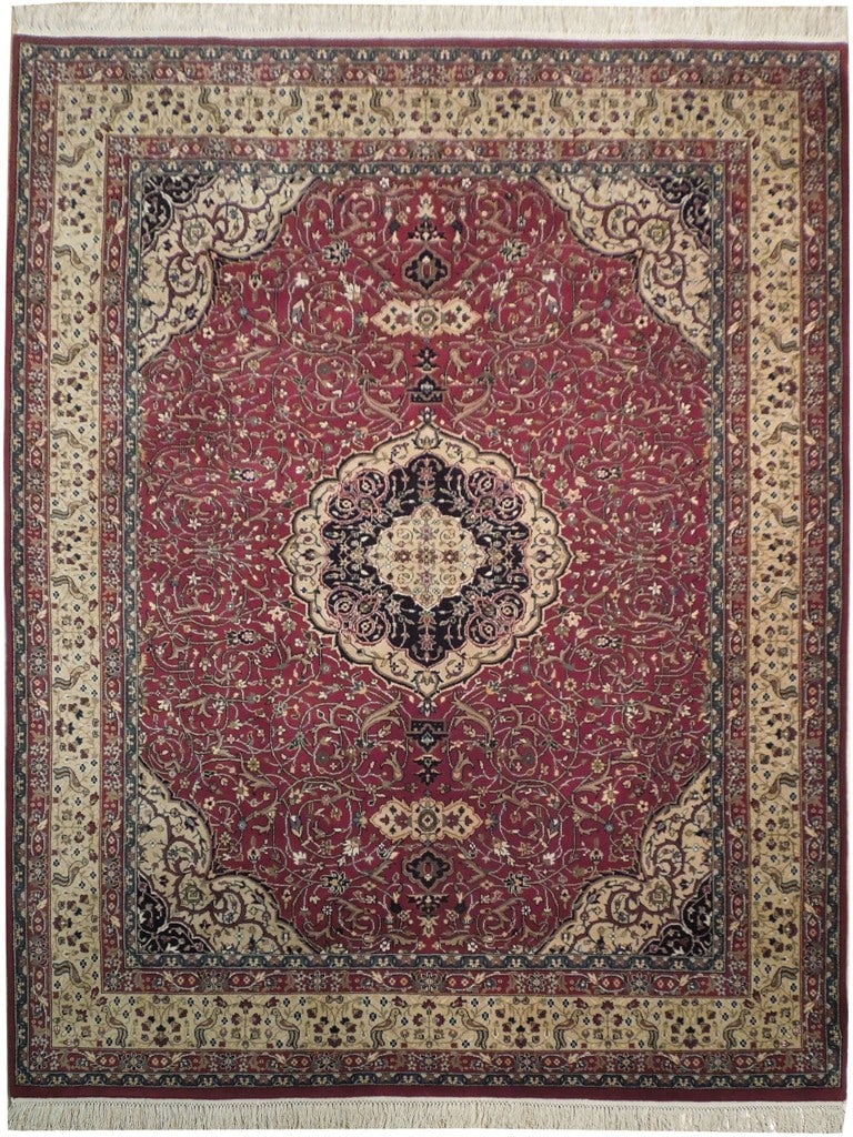 8 x 10 Handmade Jaipur Wool Rug from India: 8 x 10 Handmade Jaipur Wool Rug from India Free continental US Shipping This 8 x 10 handmade Jaipur rug is crafted in India with a traditional Rajasthani-inspired design. It is hand-knotted from wool 