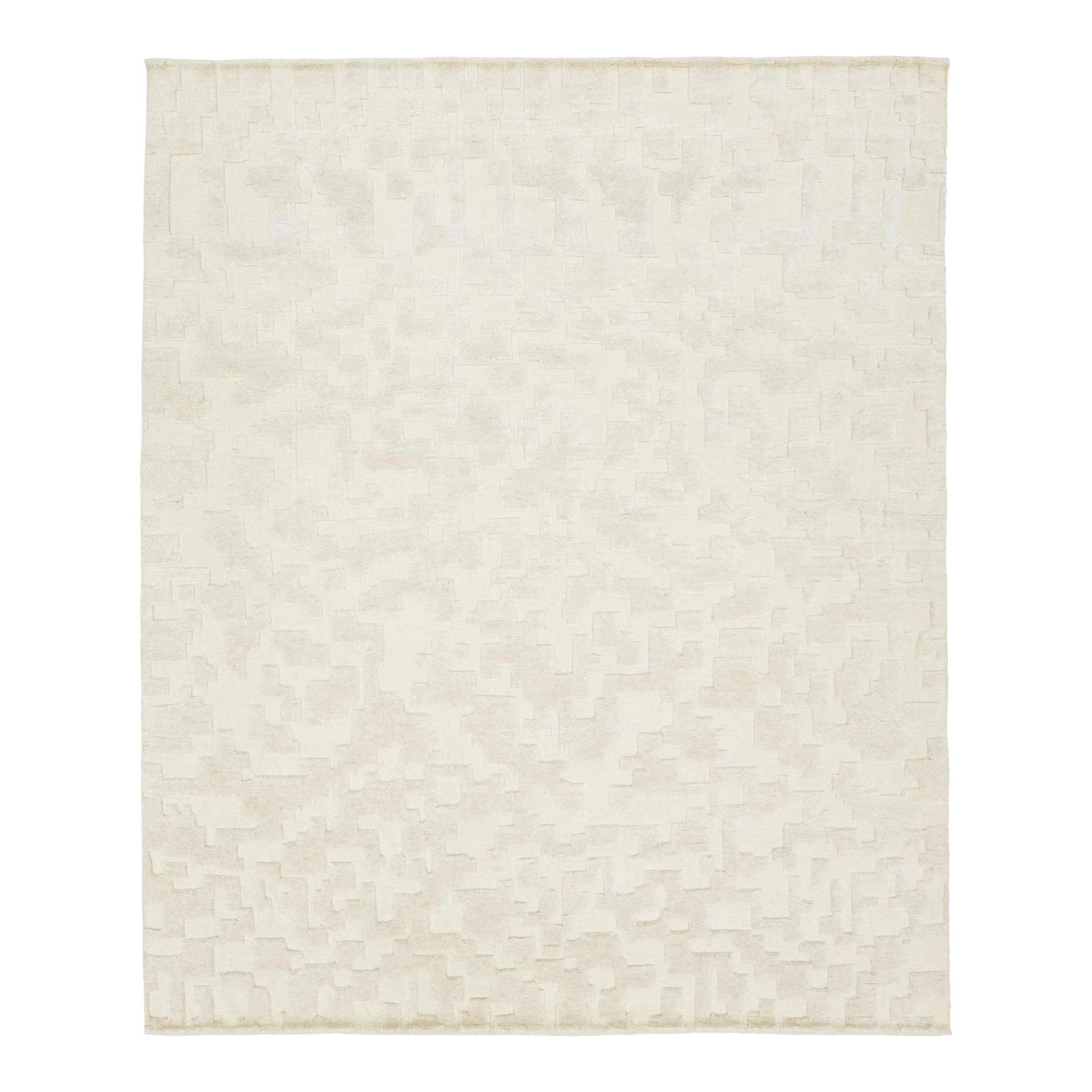 Modern Abstract Wool Rug 8'2" x 9'11" Ivory: Modern Abstract Wool Rug 8'2" x 9'11" Ivory This hand-knotted Moroccan-style wool rug features a captivating minimalist design on a natural ivory background, making it a perfect addition to contempora