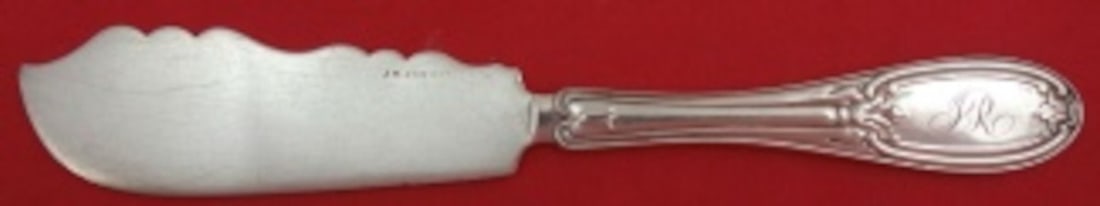 Henry Hebbard Sterling Silver 7 1/8 Inch Butter Knife Monogrammed: Henry Hebbard Sterling Silver 7 1/8 Inch Butter Knife Monogrammed This exquisite serving knife by Henry Hebbard is crafted from sterling silver, showcasing a flat handle design ideal for serving butte