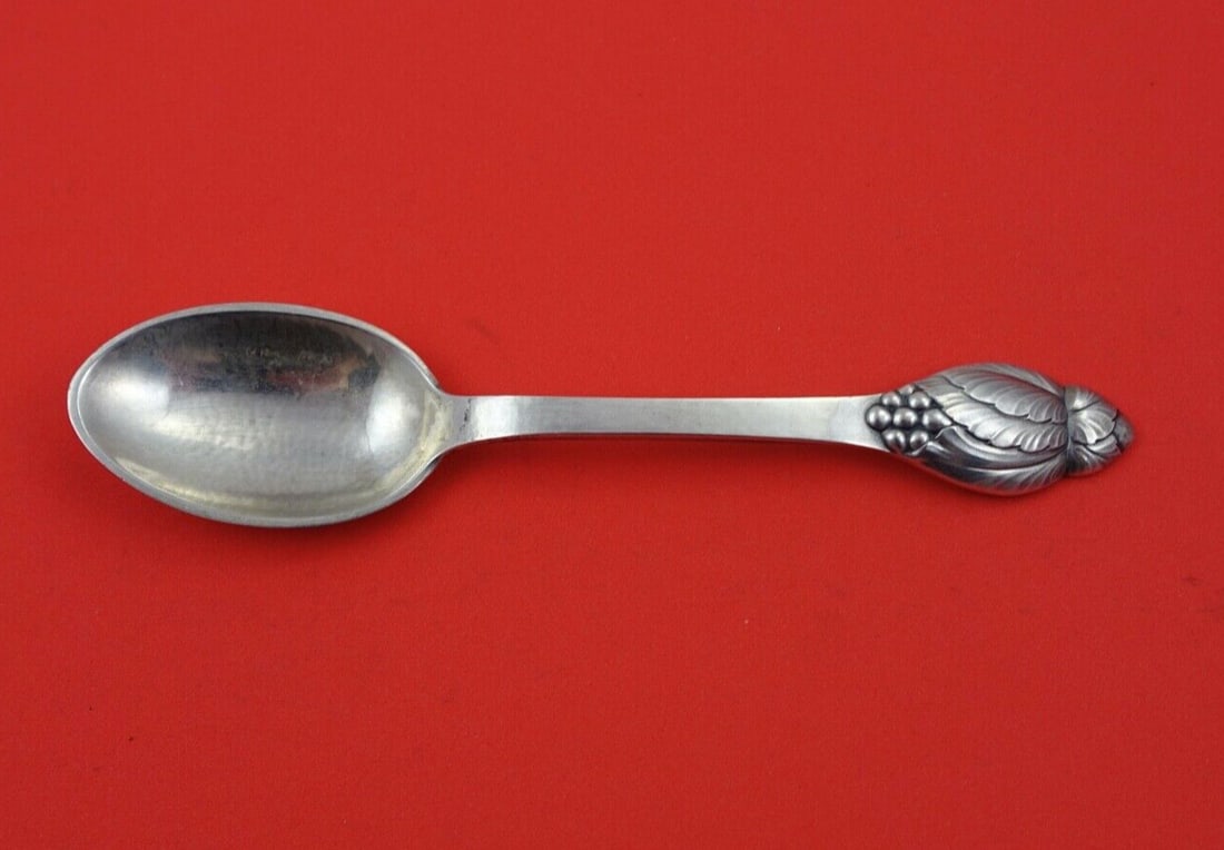Evald Nielsen Number 6 Blossom Sterling Dessert Spoon 7 1/8 in: Evald Nielsen Number 6 Blossom Sterling Dessert Spoon 7 1/8 in A sterling Danish silver dessert spoon in the Number 6, also known as Blossom, pattern by Evald Nielsen. It is not monogrammed and is in 