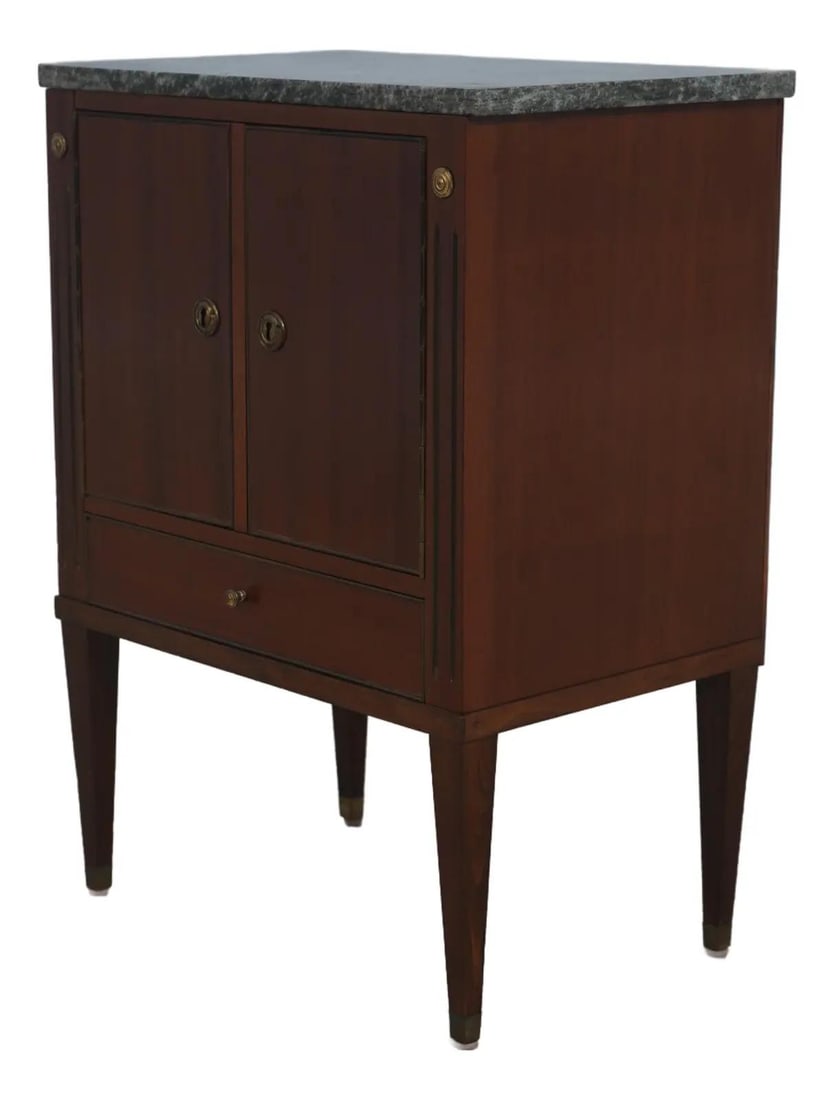 French Directoire Marble Top Pot Cabinet with Drawer (1 of 10)