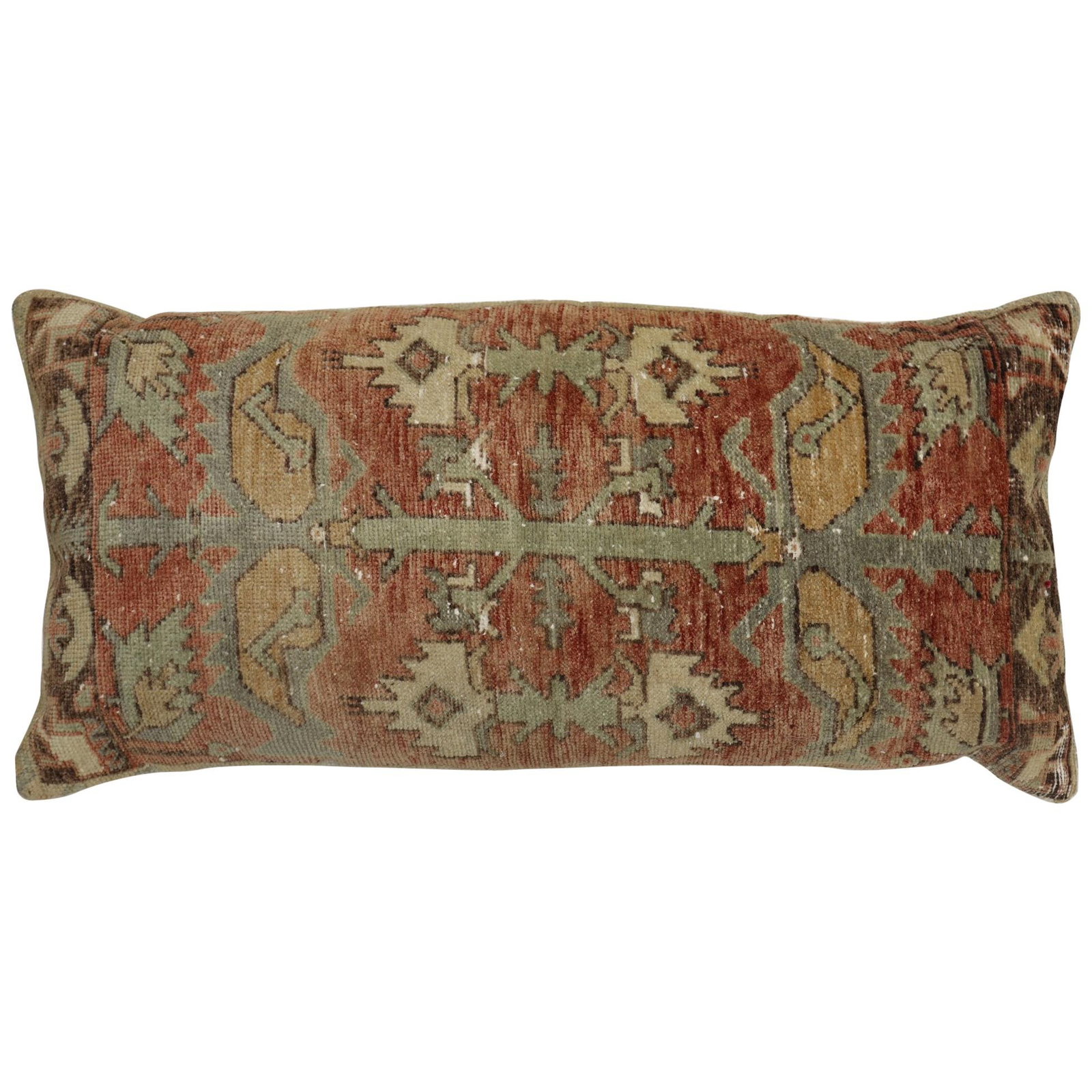 Large Rustic Geometric Turkish Floor Pillow 19 x 37 Hand-Knotted (1 of 4)
