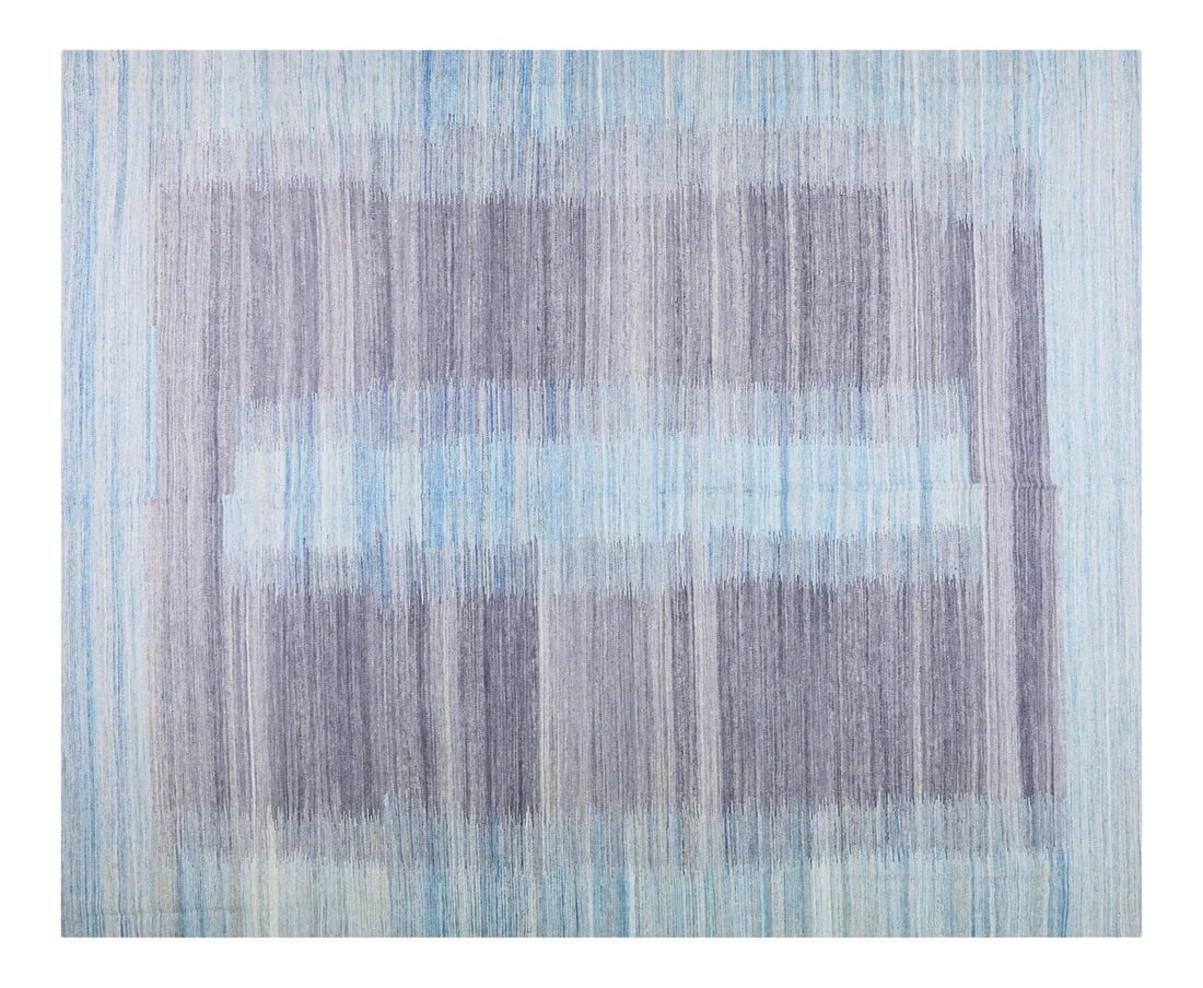 Handwoven Mazandaran Wool Kilim Rug with Geometric Design 8'1" x 9'9": Handwoven Mazandaran Wool Kilim Rug with Geometric Design 8'1" x 9'9" This vintage Mazandaran tribal kilim is hand woven from organic wool and features natural colors with a geometric pattern. The rug