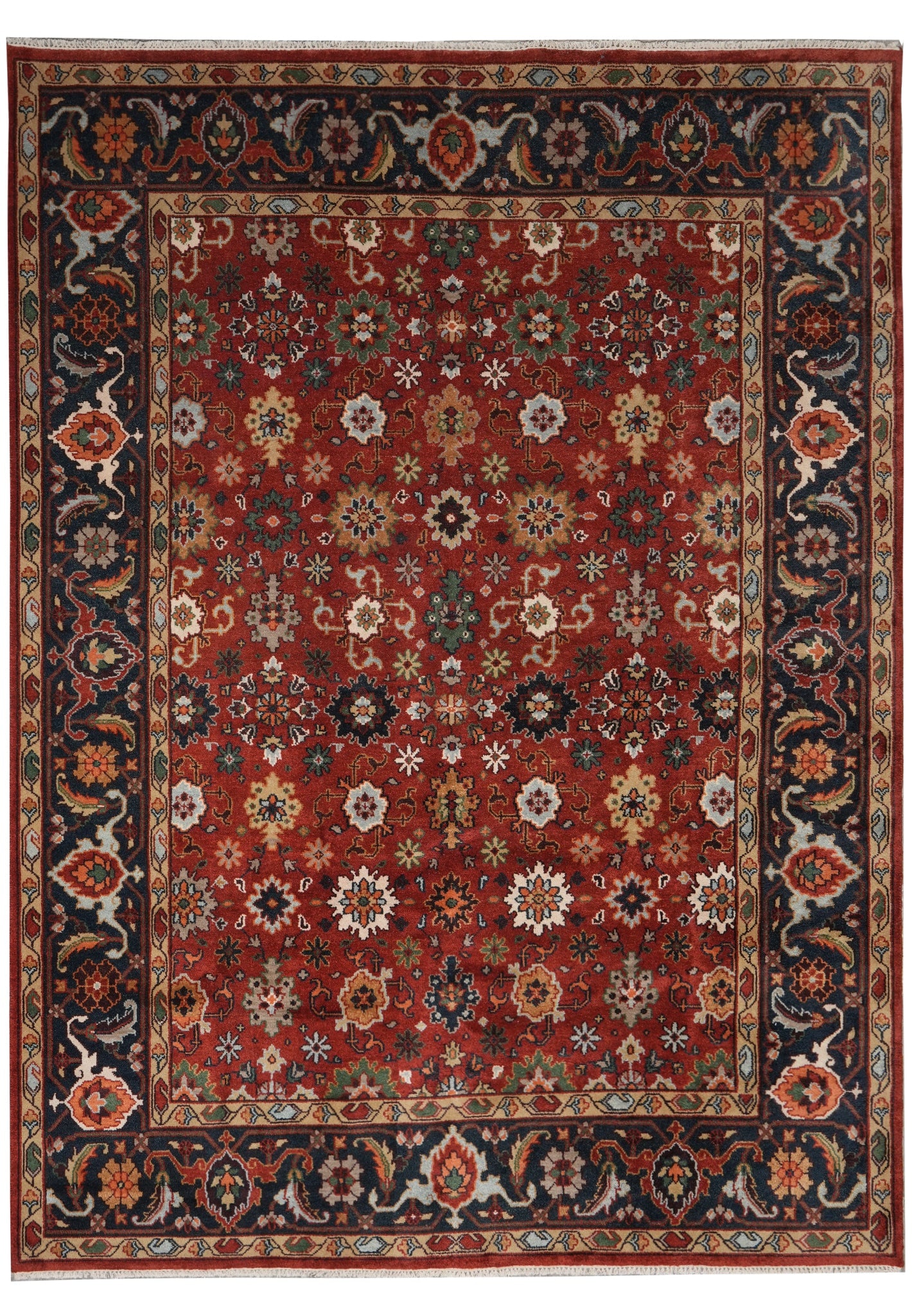 9 x 12 Handmade Mahal Wool Rug India: 9 x 12 Handmade Mahal Wool Rug India Free continental US Shipping Handmade Mahal wool rug from India in a 9 x 12 size. The rug is in un-used condition and offers a classic handmade construction with w