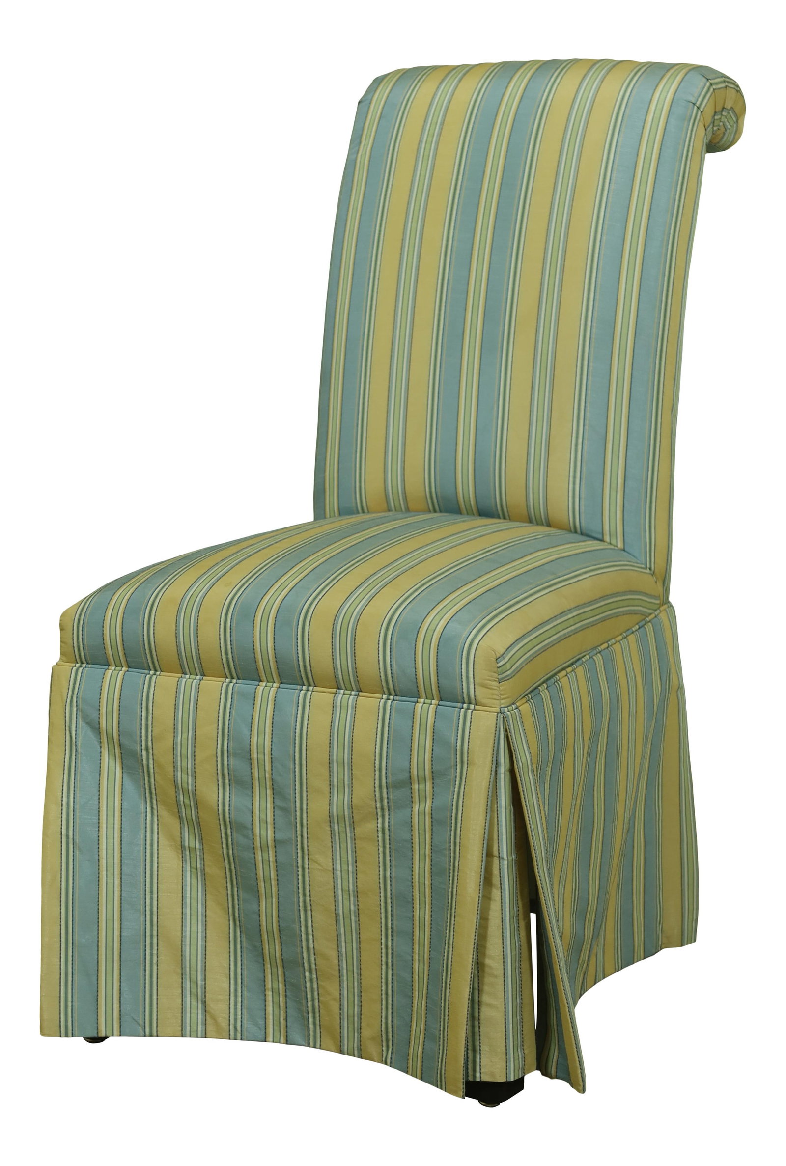 Elegant Green Striped Upholstered Slipper Chair 20w x 28d x 39.5h (1 of 10)
