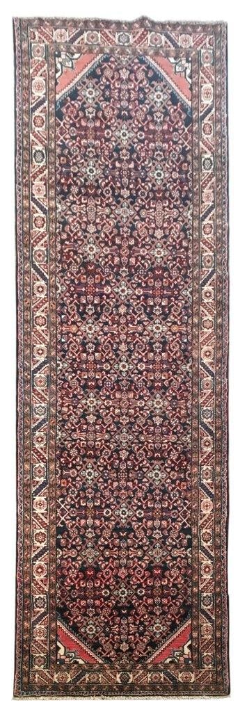 Handcrafted 3.7 x 11.11 Traditional Persian Hamadan Wool Runner Rug: Handcrafted 3.7 x 11.11 Traditional Persian Hamadan Wool Runner Rug Free continental US Shipping Enhance your living space with this exquisite Traditional Persian Hamadan Wool Area Runner Rug. Handcra