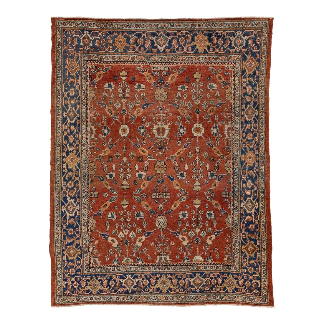 8'5 x 10'11 Persian Mahal Wool Rug with Terracotta and Indigo Floral Motifs (1 of 9)