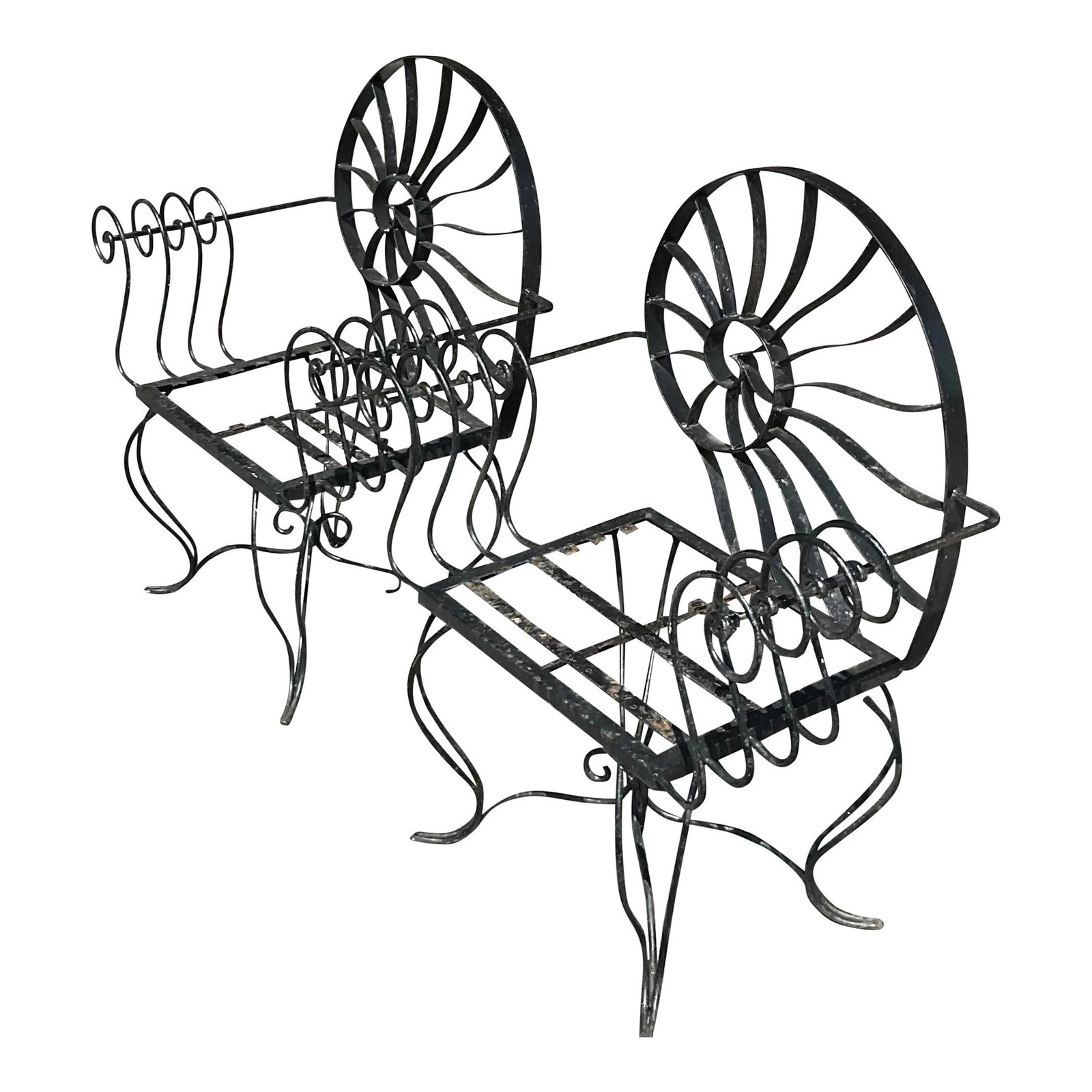 Pair of Vintage Nautilus Shell Wrought Iron Lounge Chairs (1 of 10)