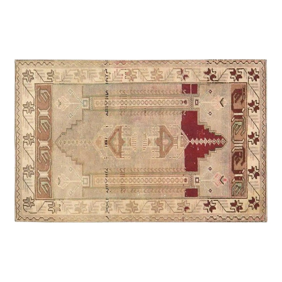 Vintage Anatolian Wool Hand Knotted Rug 2'5x4: Vintage Anatolian Wool Hand Knotted Rug 2'5x4 This vintage Turkish Anatolian rug is hand-knotted from wool using traditional techniques, offering a blend of timeless craftsmanship and modern design se