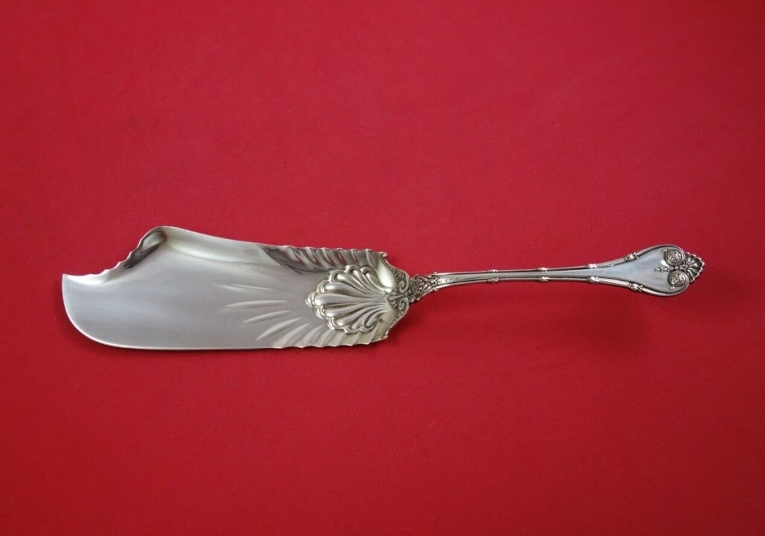 Whiting Sterling Silver Empire Fish Server 10 1/4 Inch Antique: Whiting Sterling Silver Empire Fish Server 10 1/4 Inch Antique Presenting the Empire Fish Server, a narrow serving piece crafted from high-quality sterling silver by Whiting. This elegant server measu
