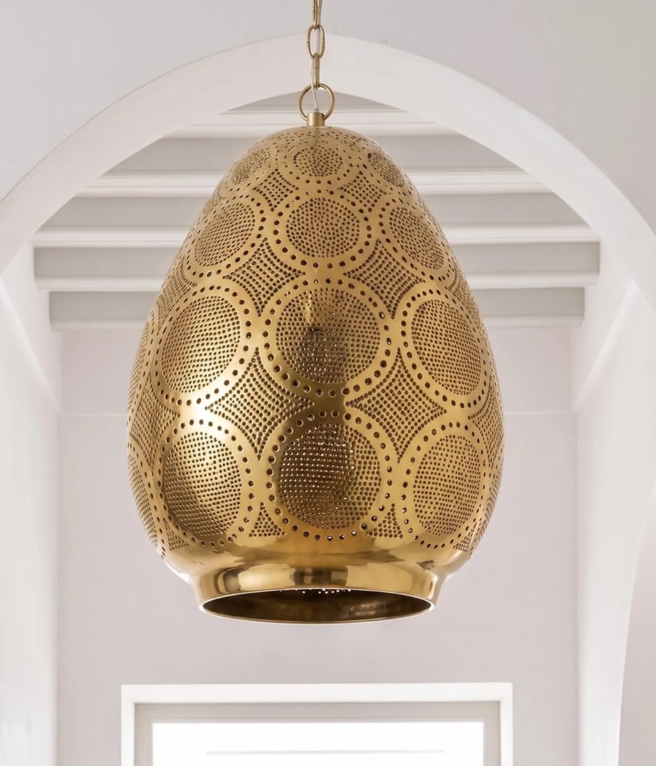 Solid Brass Moroccan Teardrop Ceiling Pendant Light - 2