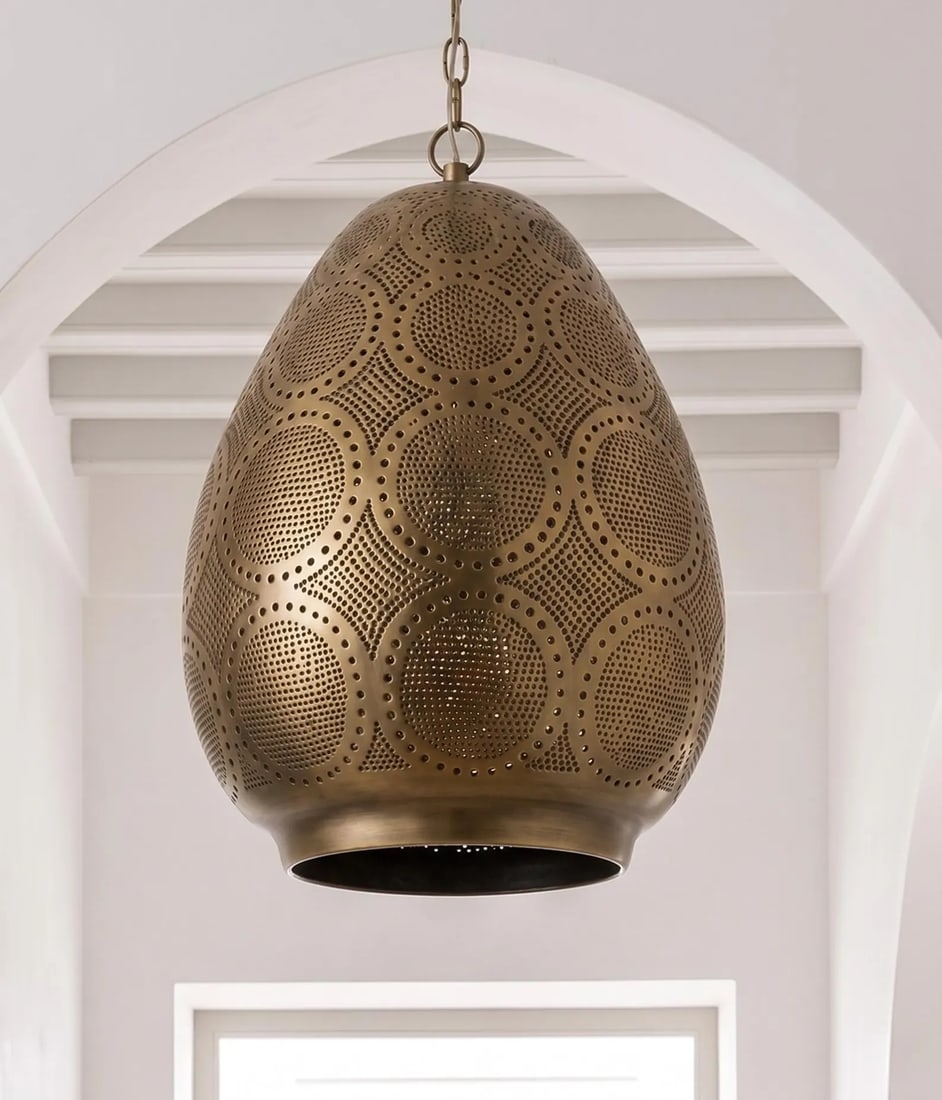Solid Brass Moroccan Teardrop Ceiling Pendant Light - 5