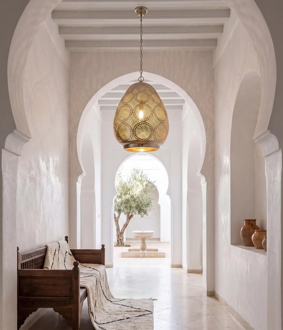 Solid Brass Moroccan Teardrop Ceiling Pendant Light - 7