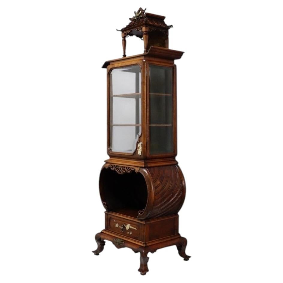 c1890 Japanese Dai-Nippon mahogany vitrine with bone inlay (1 of 18)