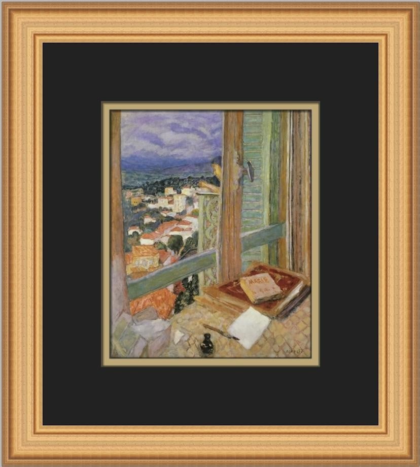 Framed Offset Lithograph Print The Window by Pierre Bonnard 13 x 12 in: Framed Offset Lithograph Print The Window by Pierre Bonnard 13 x 12 in This is an open edition offset lithograph print titled "The Window" by Pierre Bonnard. The artwork is a professionally custom-fra