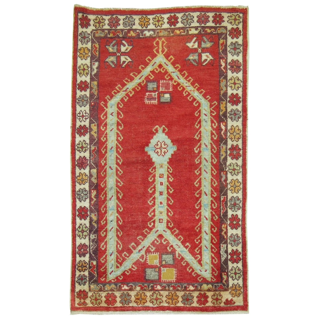 Vintage Turkish Anatolian Prayer Rug Hand-Knotted Wool 32x52 (1 of 5)