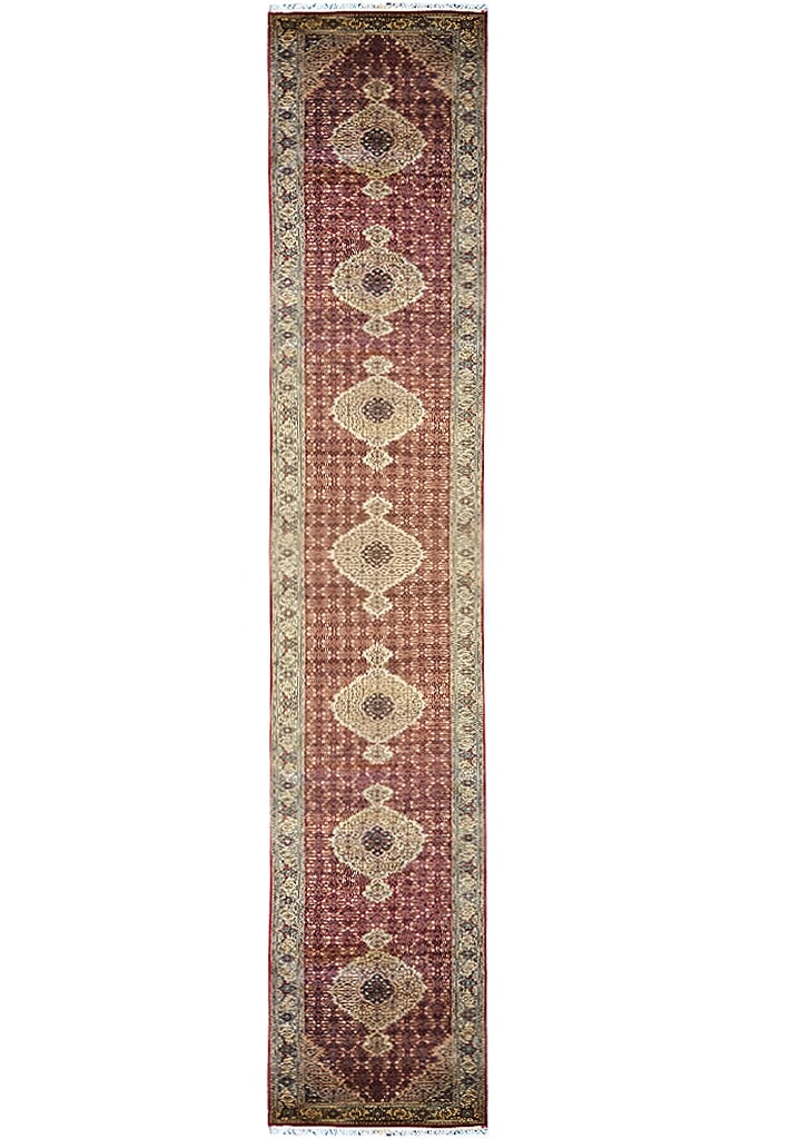 Exquisite 2.7 x 21.2 Hand-Knotted Wool and Silk Runner Rug: Exquisite 2.7 x 21.2 Hand-Knotted Wool and Silk Runner Rug Free continental US Shipping Transform your living space with this exquisite 2.7 x 21.2 Long Runner High-Quality Wool and Silk Rug, a stunnin