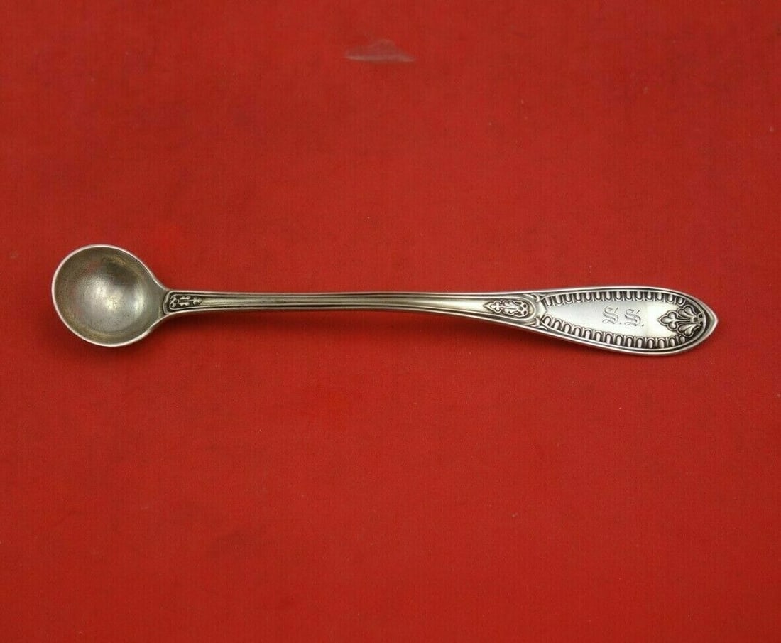 Tiffany & Co Sterling Silver Mustard Ladle Monogrammed 5.5 Inch: Tiffany & Co Sterling Silver Mustard Ladle Monogrammed 5.5 Inch This exquisite Tiffany & Co. sterling silver mustard ladle is a timeless heirloom piece, measuring 5 1/2 inches. Crafted with the renown