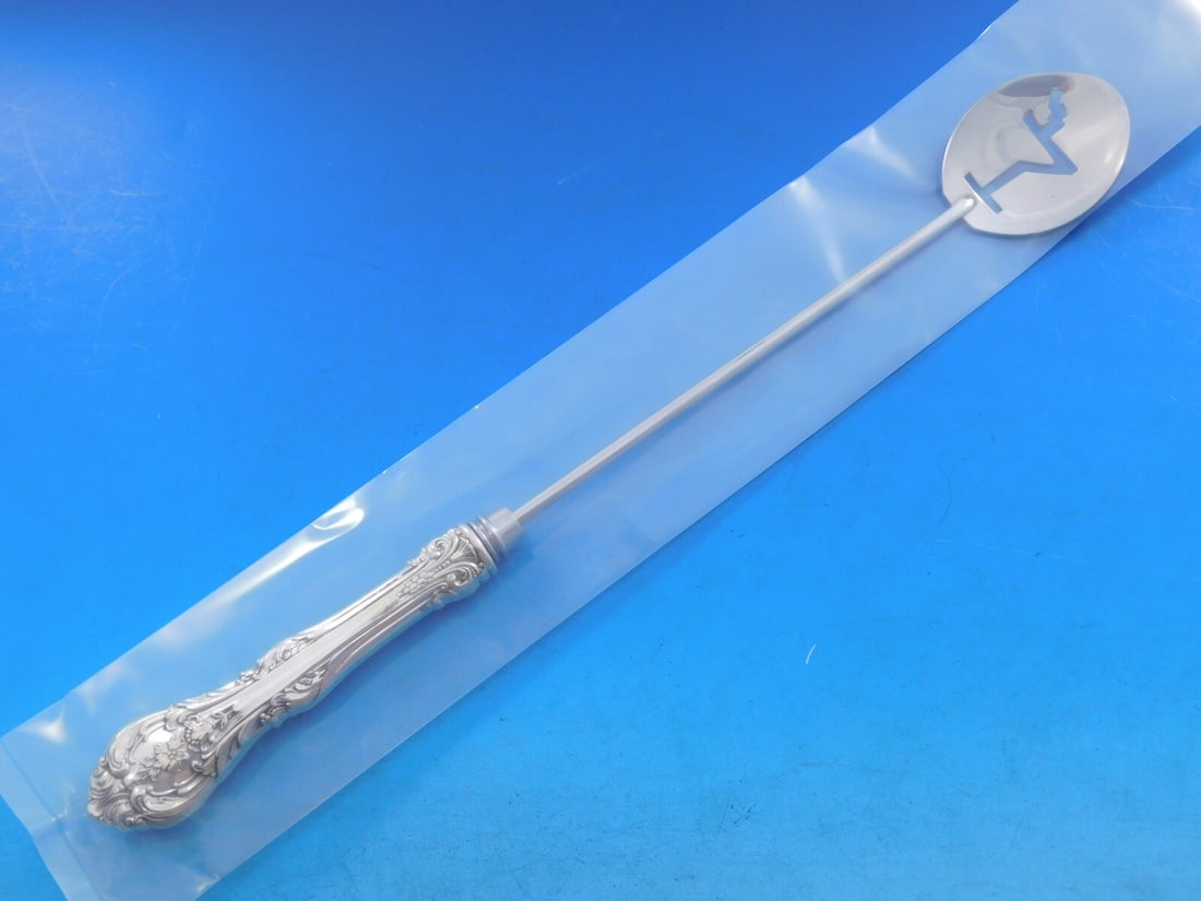 Gorham King Edward Sterling Silver Custom Martini Spoon 11": Gorham King Edward Sterling Silver Custom Martini Spoon 11" Elevate your entertaining with this exquisite King Edward martini spoon by Gorham. Crafted from sterling silver, this custom-made serving sp