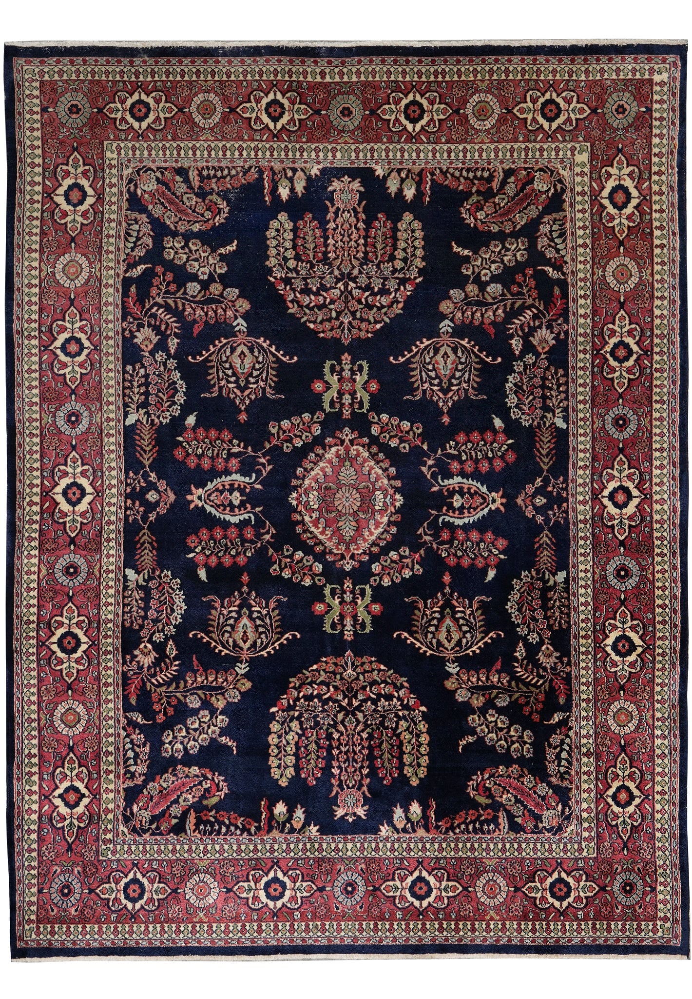 7.6 x 10 Mohajeran Sarouk Rug Hand Knotted Lustrous Wool Dense Weave: 7.6 x 10 Mohajeran Sarouk Rug Hand Knotted Lustrous Wool Dense Weave Free continental US Shipping This is a high quality new Sarouk Mohajeran rug with a hand-knotted, dense weave and lustrous wool pil