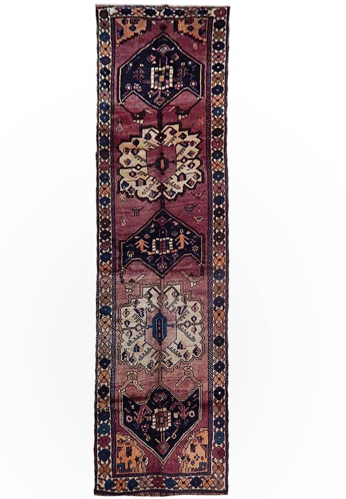 Handcrafted 4'4 x 13'8 Persian Hamadan Runner in Rouge Red: Handcrafted 4'4 x 13'8 Persian Hamadan Runner in Rouge Red Free continental US Shipping Enhance your living space with this exquisite 4.4' x 13.8' Semi Antique Persian Hamadan Runner, handcrafted by s