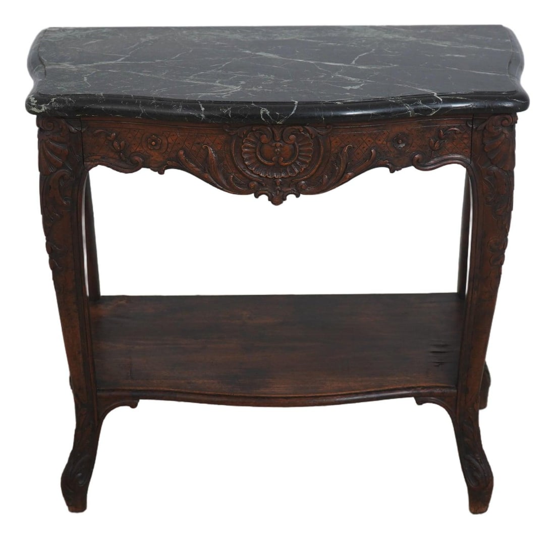 Italian Walnut Console with Green Marble Top (1 of 10)