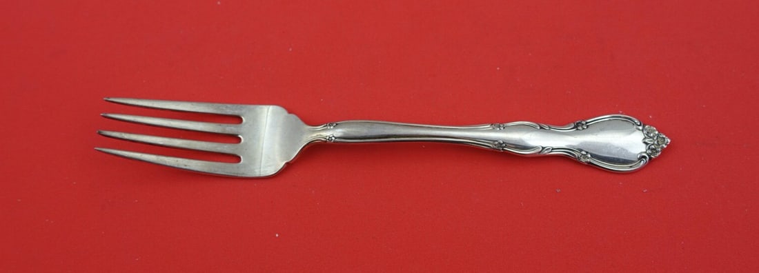 Gorham Rose Tiara Sterling Silver Salad Fork 6 7/8 Inches: Gorham Rose Tiara Sterling Silver Salad Fork 6 7/8 Inches This exquisite salad fork is part of the Rose Tiara pattern by Gorham, crafted from high-quality sterling silver. Measuring 6 7/8 inches, this