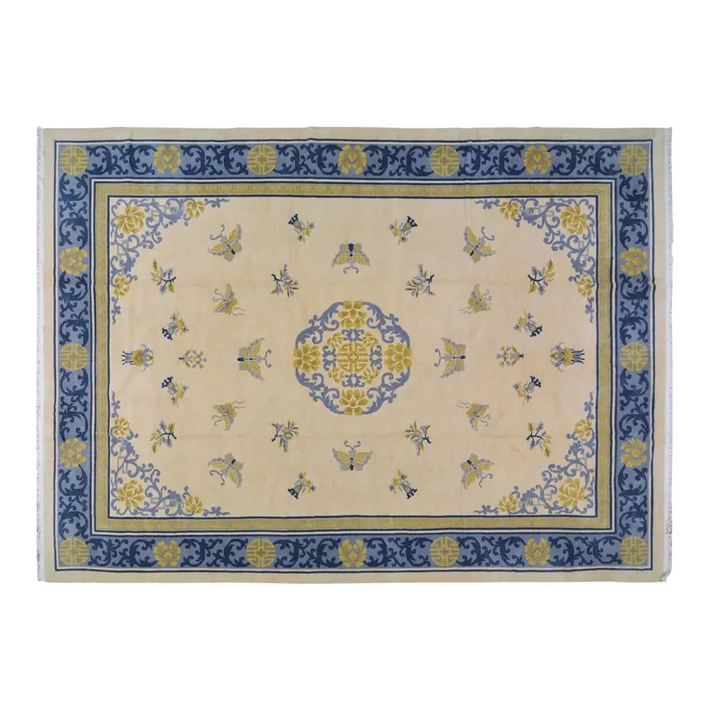 10' x 14' Hand Knotted Wool Art Deco Chinese Area Rug: 10' x 14' Hand Knotted Wool Art Deco Chinese Area Rug This vintage Chinese Art Deco rug is hand-knotted from wool using traditional rug-making techniques. The rug combines classic craftsmanship with a