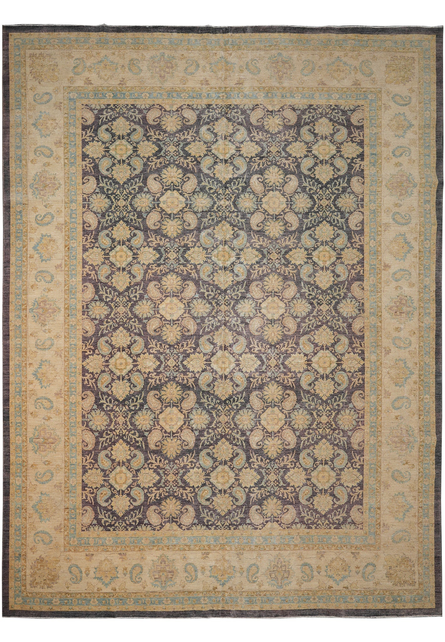 12 x 15.4 Natural Wool Zigler Chobi Peshawar Rug Charcoal Gray: 12 x 15.4 Natural Wool Zigler Chobi Peshawar Rug Charcoal Gray Free continental US Shipping This large area rug features an intricate Zigler Chobi design with floral patterns in a charcoal gray palett