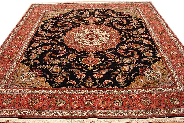 Persian Tabriz Rug 8 x 10 Hand-Knotted Wool and Silk Floral Medallion (1 of 6)