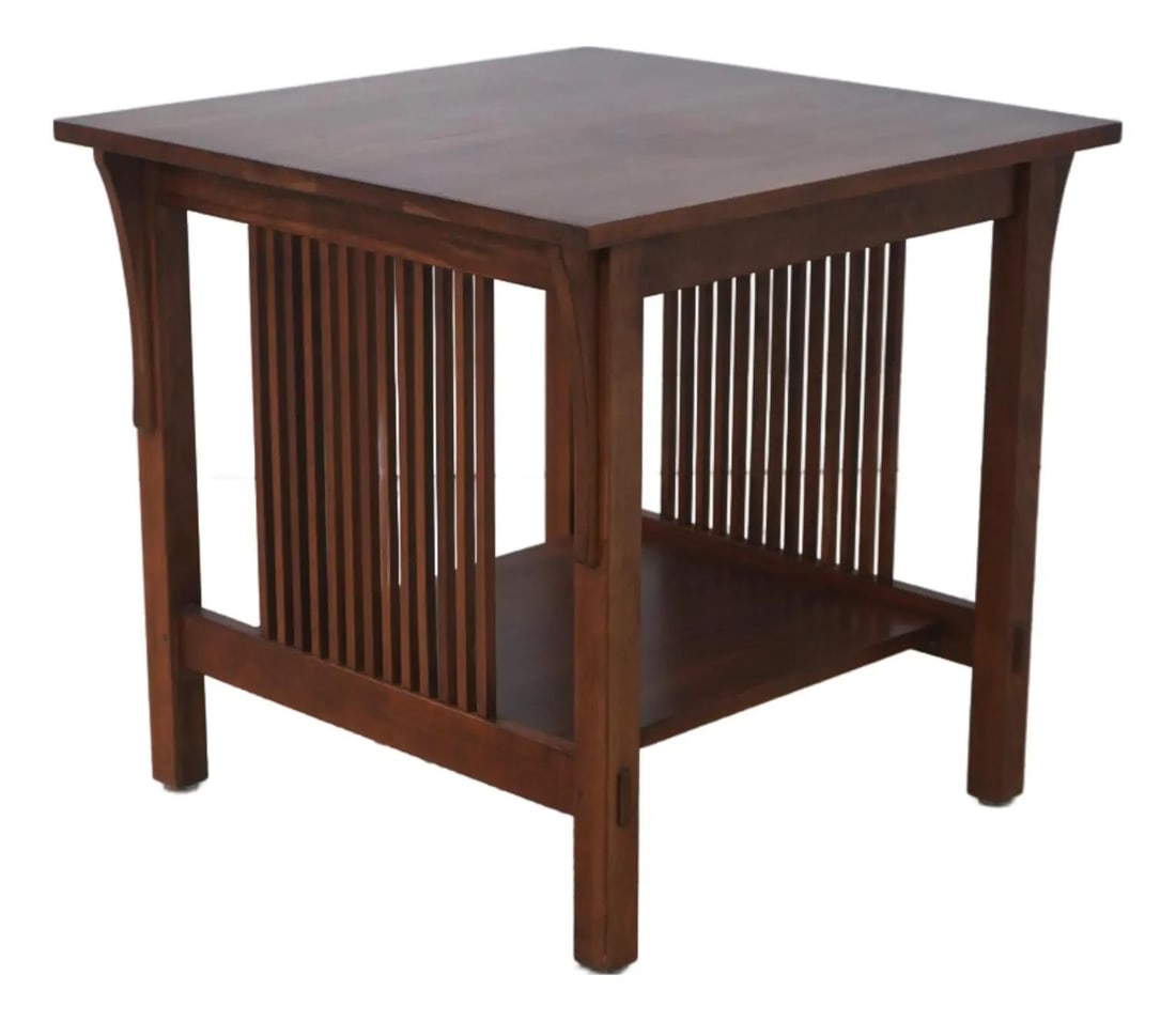 Stickley cherry lamp table with 2 tiers Mission style 28w x 28d x 27h (1 of 10)