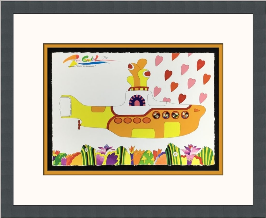 Framed Ron Campbell Beatles Giclee Into The Sea Of Love 29 of 75: Framed Ron Campbell Beatles Giclee Into The Sea Of Love 29 of 75 This is a limited edition, framed and matted giclee print titled "Into The Sea Of Love," created by animator Ron Campbell, renowned for