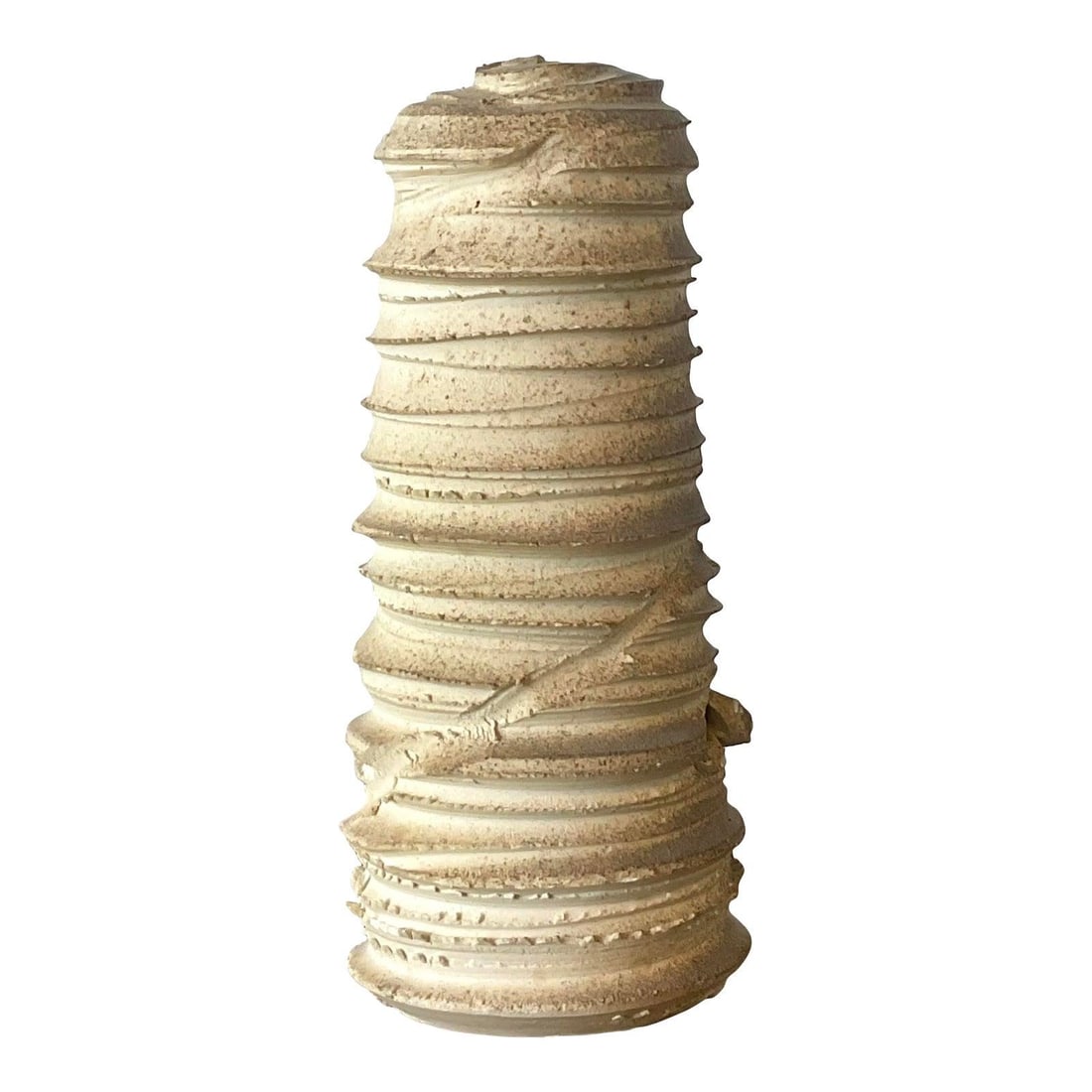 Brutalist Stoneware Vase with Ribbed Texture (1 of 10)